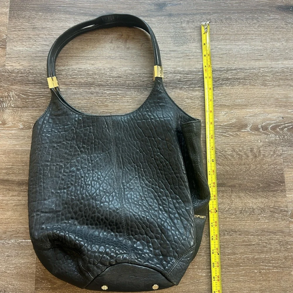 Elizabeth & James Black Textured Leather Shoulder Bag